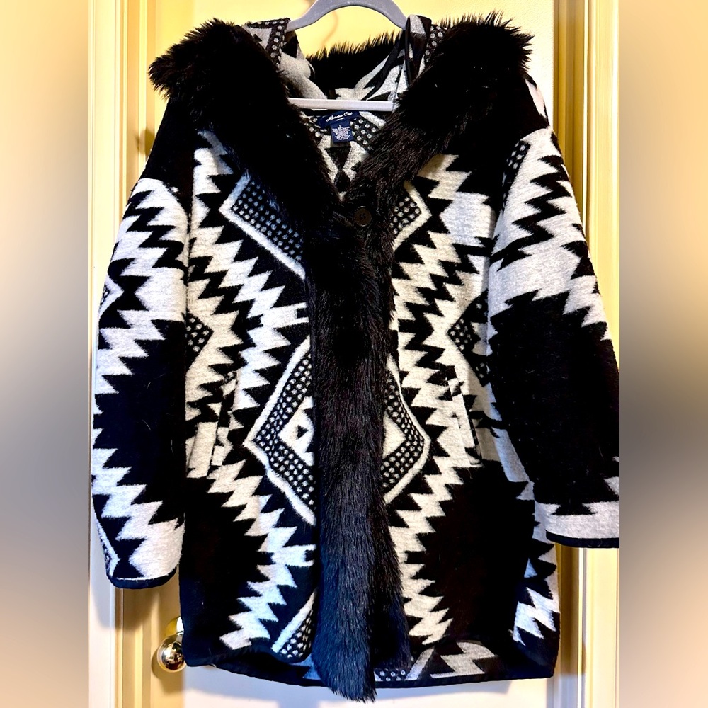 Faux fur blanket jacket